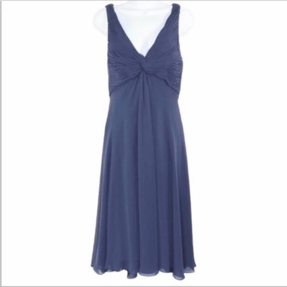 AMSALE formal pleated sleeveless dress 8 blue - Picture 1 of 10